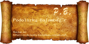 Podolszky Balambér névjegykártya